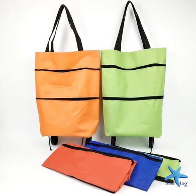Складна господарська сумка - трансформер 2 в 1 Шоппер + візок на коліщатках для продуктів