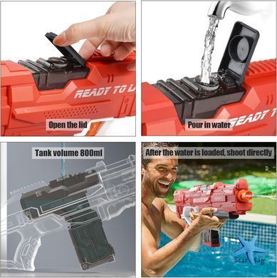 Водяной пистолет детский Combat Water Gun &bull; Аккумуляторный водный бластер с автоматическим набором воды для летних игр
