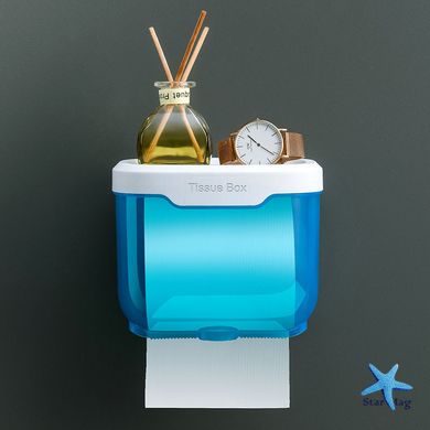 Пластиковый водонипроницаемый бокс - держатель туалетной бумаги и салфеток Tissue Box с полочкой для ванной комнаты