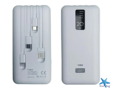 Внешний аккумулятор TX23 Power Bank 20000 mAh Портативное зарядное устройство Повербанк