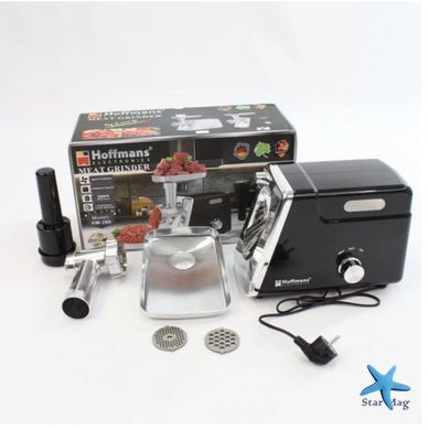 Електрична м&rsquo;ясорубка Hoffmans HM-280 2000 Вт &bull; Шнекова м&rsquo;ясорубка з реверсом, 3 решітками та насадкою для ковбас