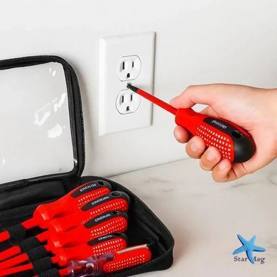 Діелектричні викрутки Screwdriver Set для безпечної роботи з електрикою ∙ Набір діелектричних викруток у чохлі Screwdriver Set 7 шт