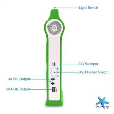 Фонарь LED EP-038A Power Bank с солнечной панелью и 2 лампочками ∙ Многофункциональный фонарь EP-038A с зарядкой от солнца и USB