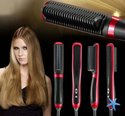 Гребінець-випрямляч для об'єму та розгладжування волосся Hair Straightener HQT-908 Щітка - праска для волосся 2 в 1
