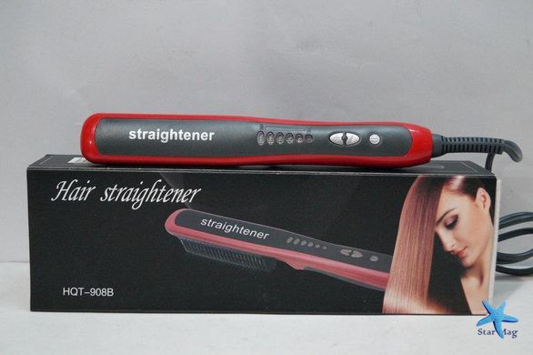 Гребінець-випрямляч для об'єму та розгладжування волосся Hair Straightener HQT-908 Щітка - праска для волосся 2 в 1