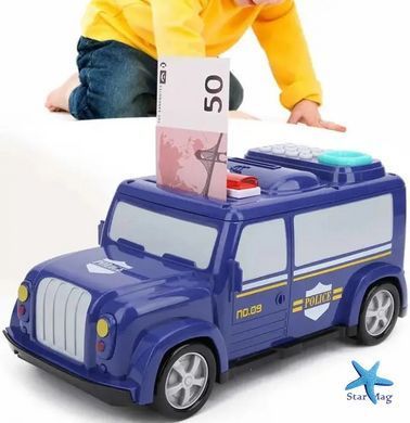 Сейф-скарбничка дитячий Машина поліції 589-13B ∙ Дитячий електронний сейф у вигляді поліцейського авто