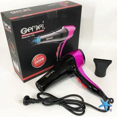 Фен GEMEI GM-1766 2.6кВт AC &bull; Мощный профессиональный фен для волос GM-1766
