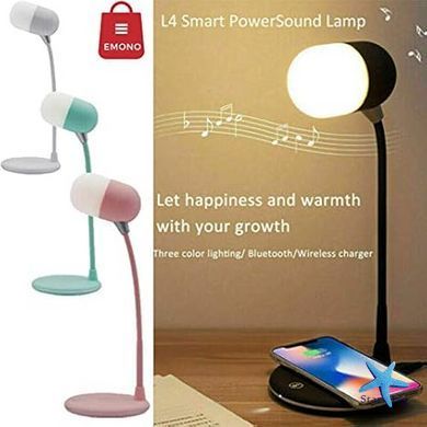 Настільна LED-лампа MD-088 з бездротовою зарядкою, Bluetooth-колонкою та динаміком &bull; Багатофункціональна лампа для телефона, музики та робочого столу