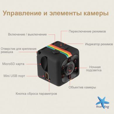 Мини камера Full HD SQ11 1080P · Миниатюрная камера - видеорегистратор с аккумулятором · Камера ночного видения с записью звука