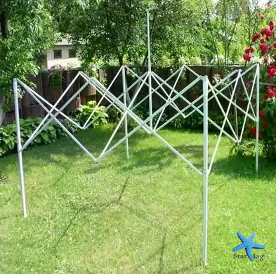 Усиленный раздвижной шатёр 2&times;2 м с белым каркасом &bull; Торговая палатка-гармошка 2&times;2 м с водоотталкивающим тентом и белым металлическим каркасом